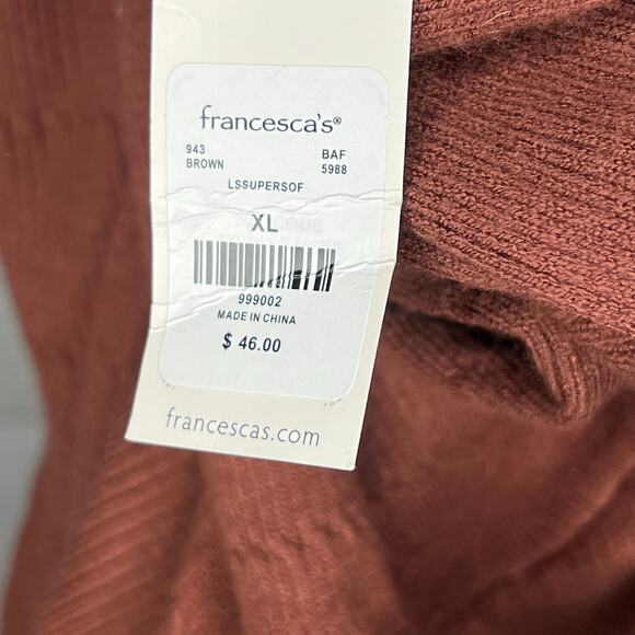 Blue Rain/Francesca's supersoft  chestnut knit dolman sleeve sweater Size XL - Picture 6 of 7